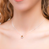 Miniature Octopus Necklace in Silver and Amber