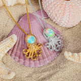 Miniature Octopus Necklace in 24ct Gold & Ethiopian Opal