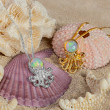 Miniature Octopus Necklace in 24ct Gold & Ethiopian Opal