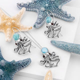 Statement Octopus Earring in Silver & Larimar