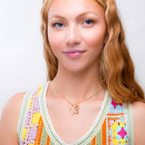 Open Flower Necklace in Silver with 24ct Gold