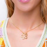 Open Flower Necklace in Silver with 24ct Gold
