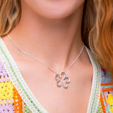 Open Flower Necklace in Silver