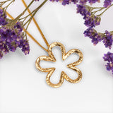 Open Flower Necklace in Silver with 24ct Gold