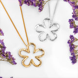 Open Flower Necklace in Silver with 24ct Gold