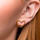 Open Heart Earrings in Sterling Silver with 24ct Gold