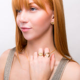 Open Heart Ring in Sterling Silver with 24ct Gold