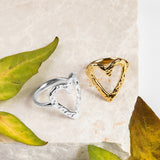 Open Heart Ring in Sterling Silver with 24ct Gold
