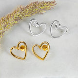 Open Heart Earrings in Sterling Silver with 24ct Gold