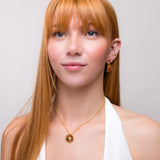 Orange Slice Fruit Drop Earrings in Silver with 24ct Gold and Cognac Amber