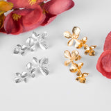 Trio of Orchids Flower Drop Earrings in Silver