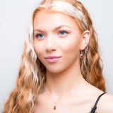 Leaf Motif Necklace in Silver and Amber