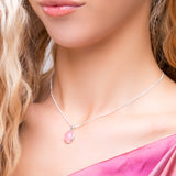 Classic Oval Necklace in Silver and Pink Opal