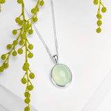 Classic Oval Necklace in Silver and Prehnite
