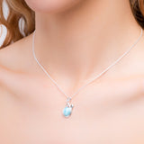 Leaf Motif Necklace in Silver and Larimar