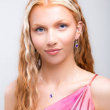 Leaf Motif Necklace in Silver and Amethyst