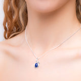 Leaf Motif Necklace in Silver and Lapis Lazuli