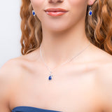 Leaf Motif Necklace in Silver and Lapis Lazuli