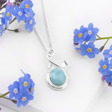 Leaf Motif Necklace in Silver and Larimar