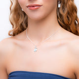 Leaf Motif Necklace in Silver and Moonstone