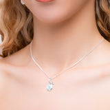 Leaf Motif Necklace in Silver and Moonstone