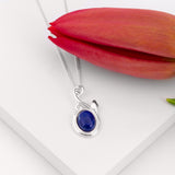 Leaf Motif Necklace in Silver and Lapis Lazuli