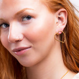 Oversized Open Heart Earrings in Sterling Silver with 24ct Gold