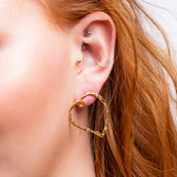 Oversized Open Heart Earrings in Sterling Silver with 24ct Gold