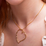Oversized Open Heart Necklace in Sterling Silver with 24ct Gold