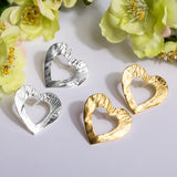 Statement Textured Open Heart Stud Earrings in Silver