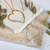 Oversized Open Heart Necklace in Sterling Silver