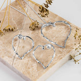 Oversized Open Heart Earrings in Sterling Silver