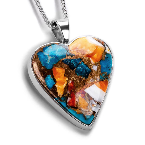 Copper Turquoise Heart Necklace - Natural Designer Gemstone