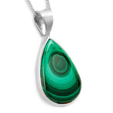 Stylish Malachite Necklace in Silver - Natural Designer Gemstone