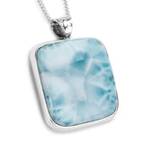 Caribbean Sky: Rare Larimar Gemstone Necklace in Silver