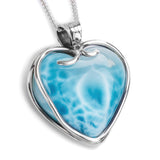Majestic AAAA Quality Larimar Heart Necklace - Natural Designer Gemstone
