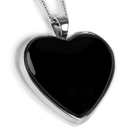 Heart Shaped Black Onyx Gemstone Necklace - Natural Designer Gemstone