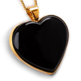 Heart Shaped Black Onyx Gemstone Necklace - Natural Designer Gemstone