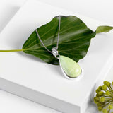 Lemon Chrysoprase Necklace in Silver - Natural Designer Gemstone