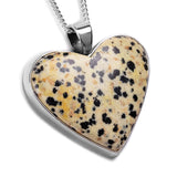 Gorgeous Heart Dalmatian Jasper Gemstone Necklace - Natural Designer Gemstone