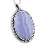 Stunning Blue Lace Agate Necklace - Natural Designer Gemstone