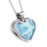 Sublime AAAA Quality Larimar Heart Necklace - Natural Designer Gemstone