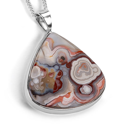 Mexican Crazy Lace Agate Necklace - Natural Designer Gemstone