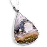 Perfect Scenic Indonesian Moss Agate Necklace in Silver