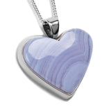 Heart Shaped Blue Lace Agate Gemstone Necklace - Natural Designer Gemstone