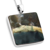 Frozen Mountain Night : Opalized Petrified Wood Necklace in Silver