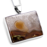 'Captured Sunrise' Scenic Indonesian Moss Agate Necklace in Silver