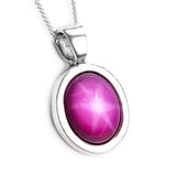 Pink Star Ruby and Silver Necklace - Natural Designer Gemstone