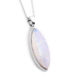 Adorable Blue Flash Moonstone Necklace in Silver