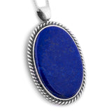 Natural Lapis Lazuli Necklace with Silver Vintage Artistry
